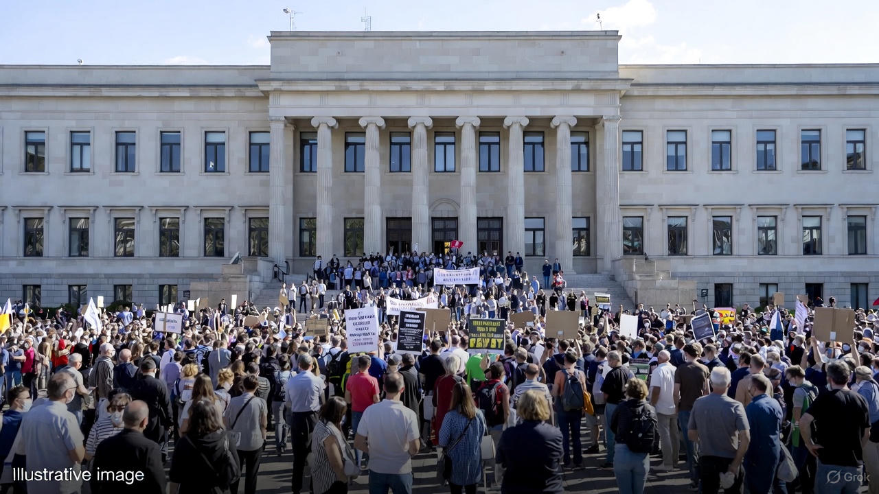 Bulgarian Unions Rally Outside Parliament and National Bank, Demand Bigger Pay Rise for Public-Sector Workers